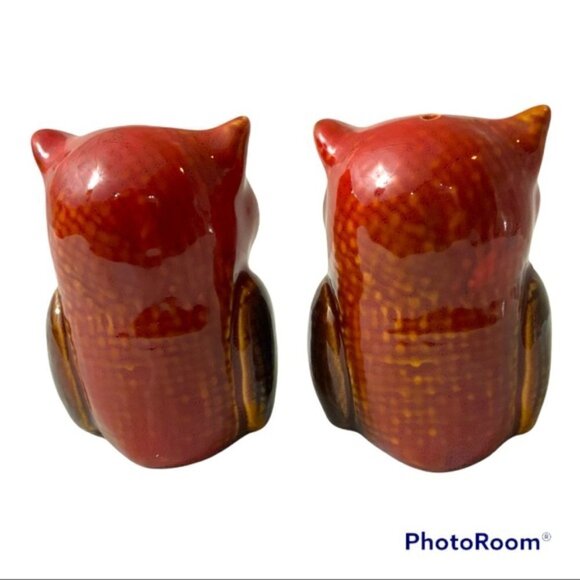 Owl Salt and Pepper Shakers Hand Painted Ceramic Rustic Farmhouse Decorative Set - Picture 5 of 14